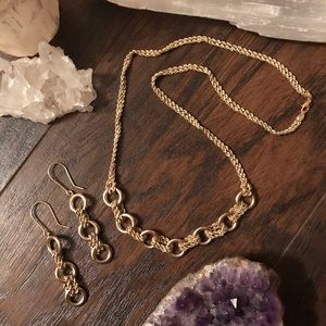 10kt gold necklace earrings set